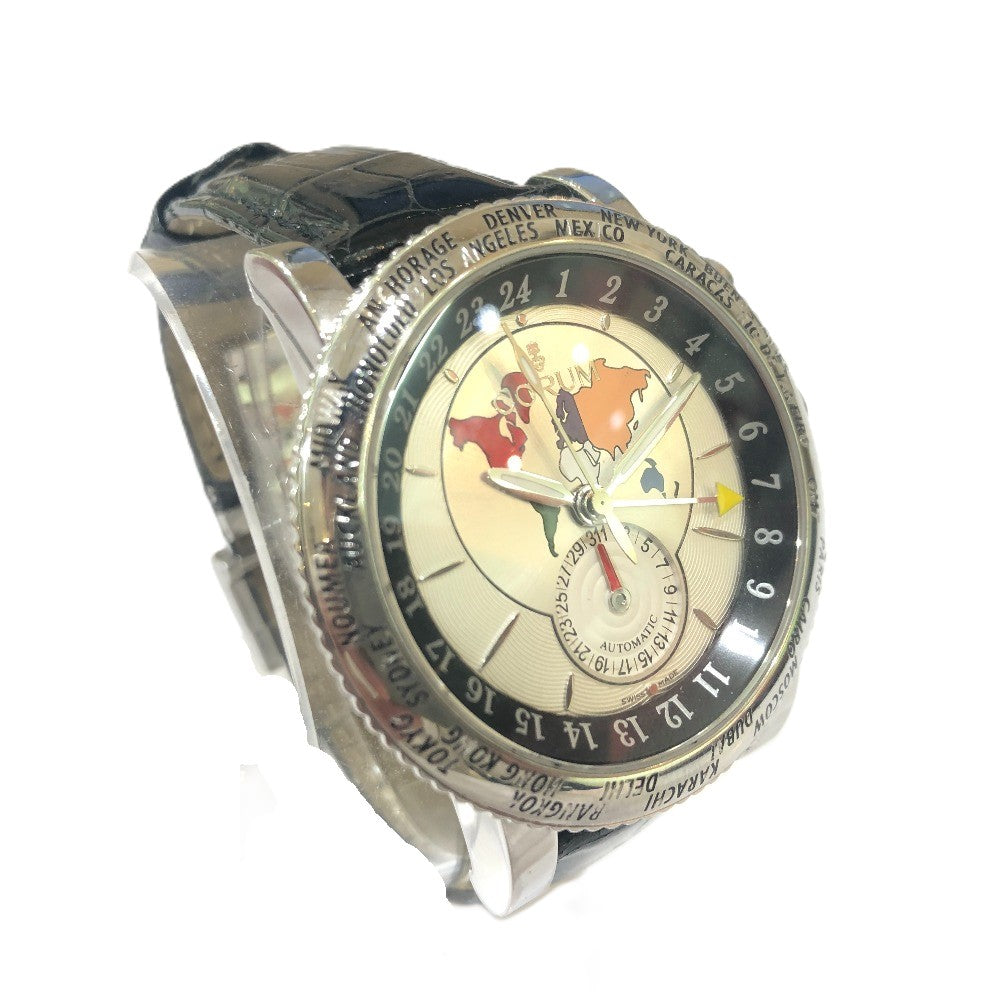 CORUM 983.201.20 クラシカルGMT 裏スケ 自動巻き 腕時計 SS メンズ シルバー