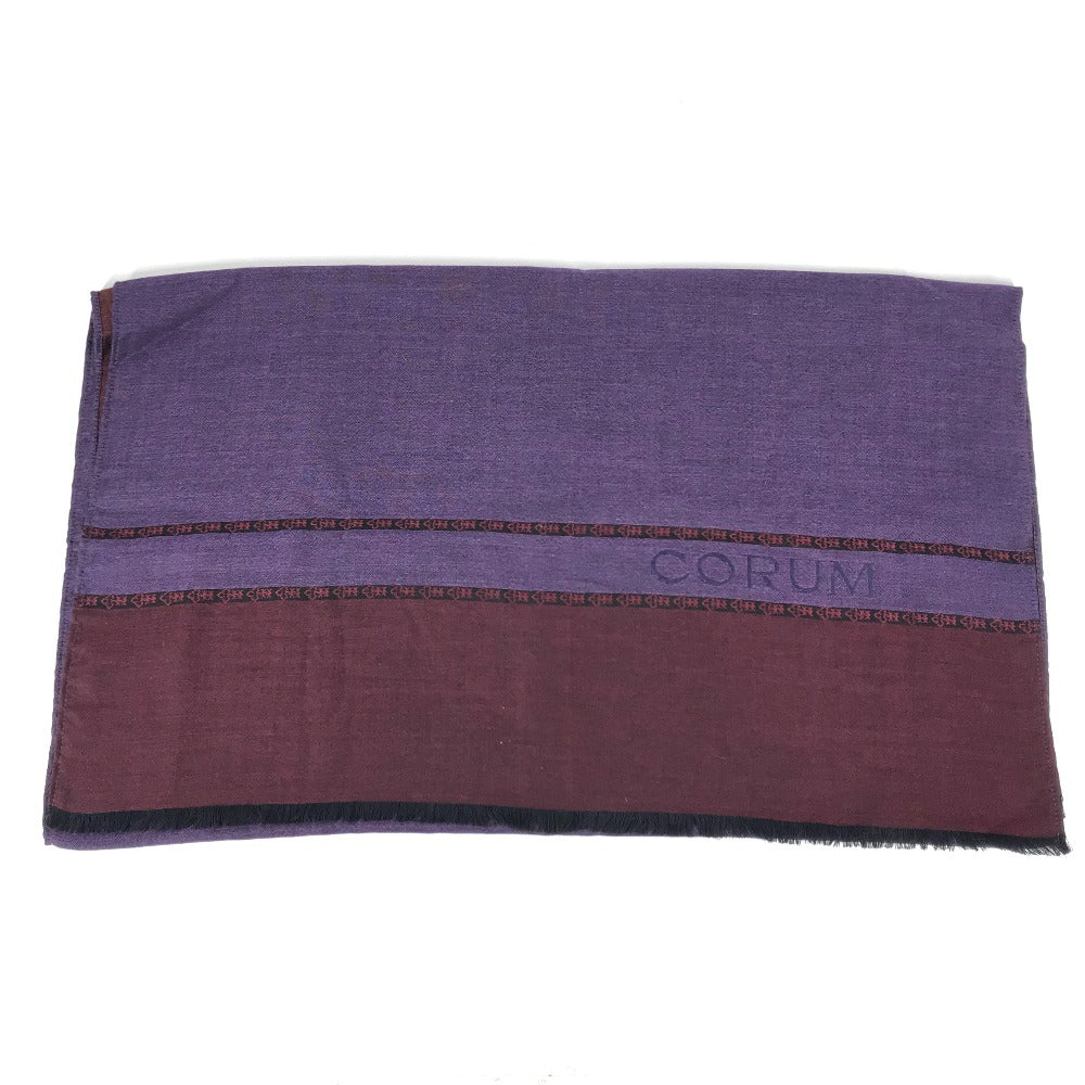 CORUM ロゴ マフラー ショール フリンジ ストール シルク ユニセックス ワインレッド - brandshop-reference