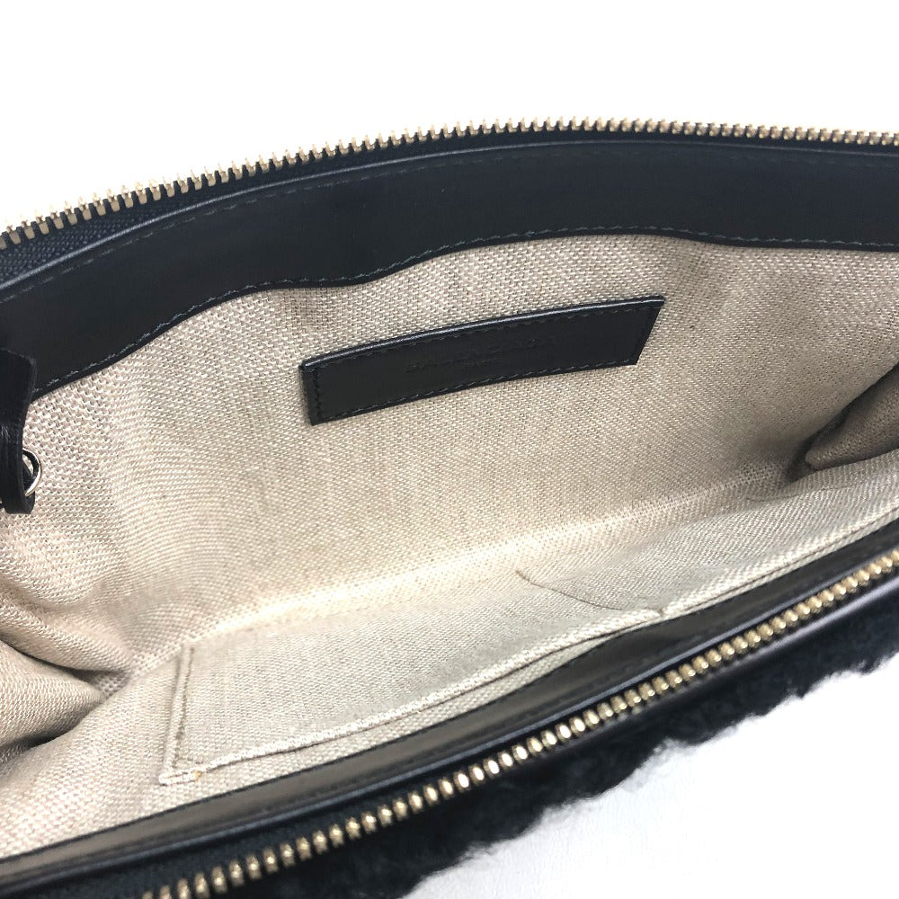BALENCIAGA 347238 Logo Bag, Second Bag, Clutch Bag, Mouton, Women's, Black