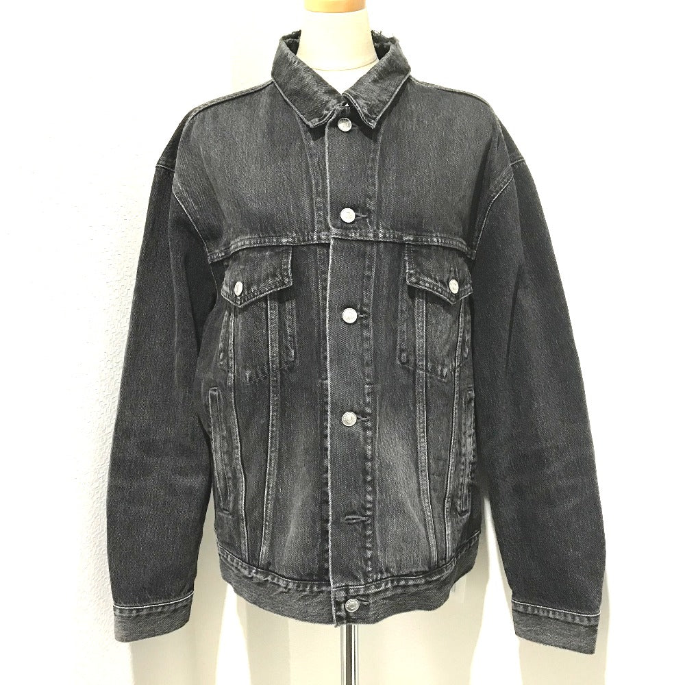 BALENCIAGA 529177 タグ有 ロゴ ストラス 18AW Gジャン デニムジャケット コットンデニム ユニセックス グレー グレー系