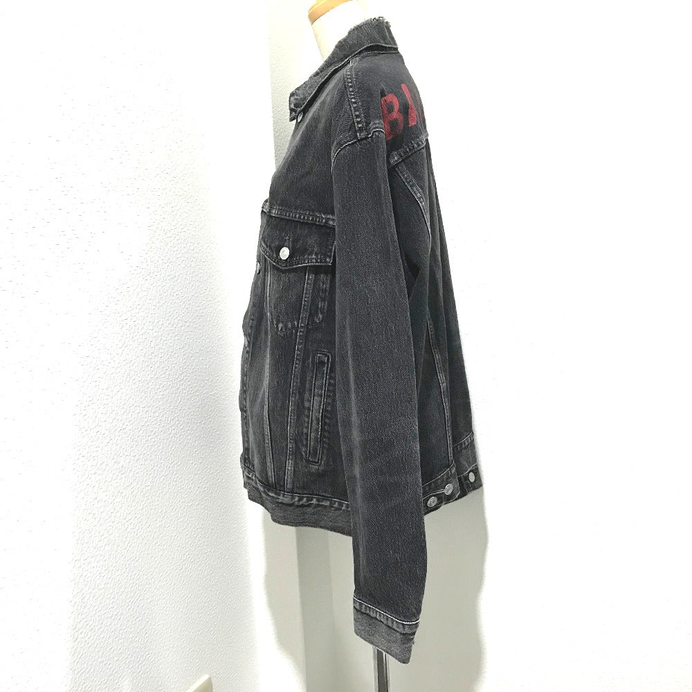 BALENCIAGA 529177 タグ有 ロゴ ストラス 18AW Gジャン デニムジャケット コットンデニム ユニセックス グレー グレー系