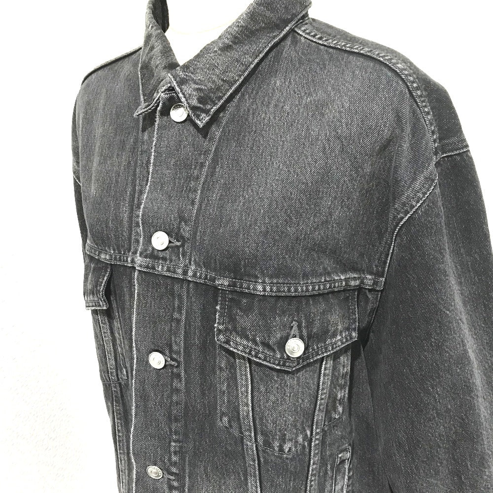 BALENCIAGA 529177 タグ有 ロゴ ストラス 18AW Gジャン デニムジャケット コットンデニム ユニセックス グレー グレー系