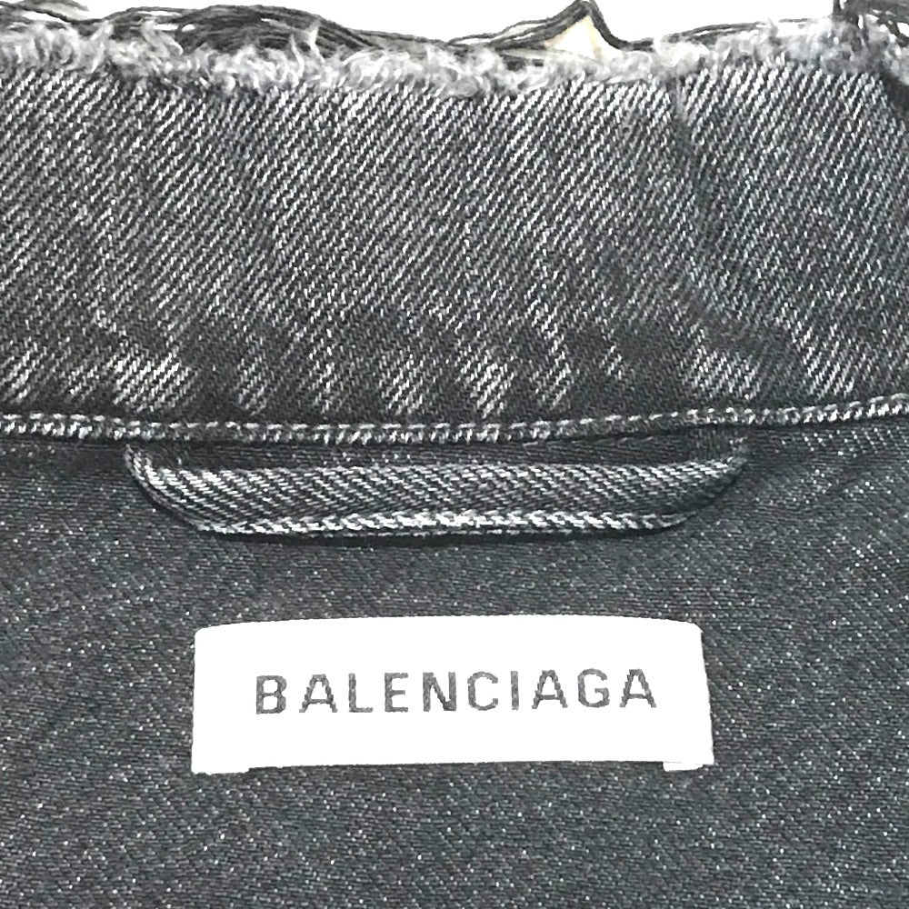 BALENCIAGA 529177 タグ有 ロゴ ストラス 18AW Gジャン デニムジャケット コットンデニム ユニセックス グレー グレー系
