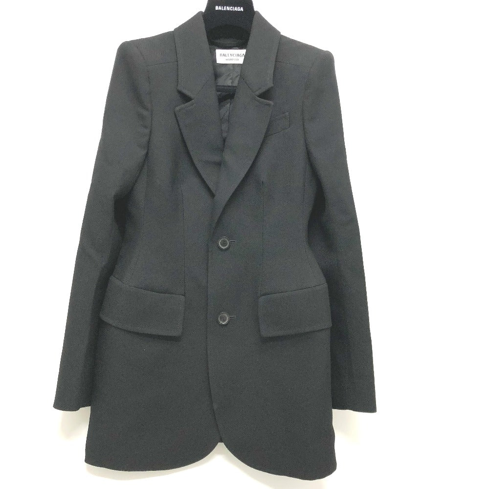 BALENCIAGA 571278 シングル ブラックベーシックジャケット アパレル/肩パッド 長袖 アパレル ジャケット コットン レディース ブラック