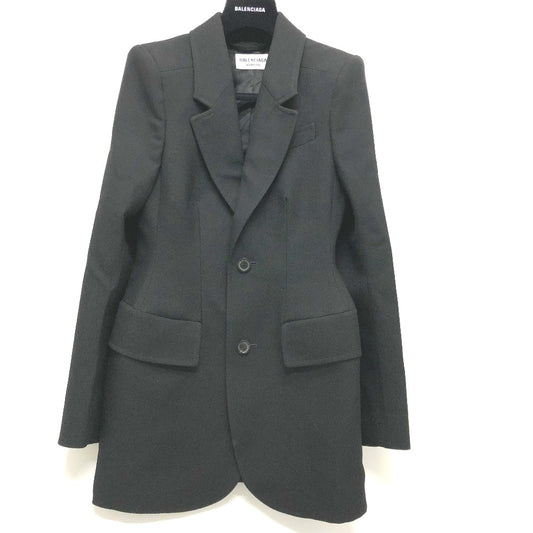 BALENCIAGA 571278 シングル ブラックベーシックジャケット アパレル/肩パッド 長袖 アパレル ジャケット コットン レディース ブラック