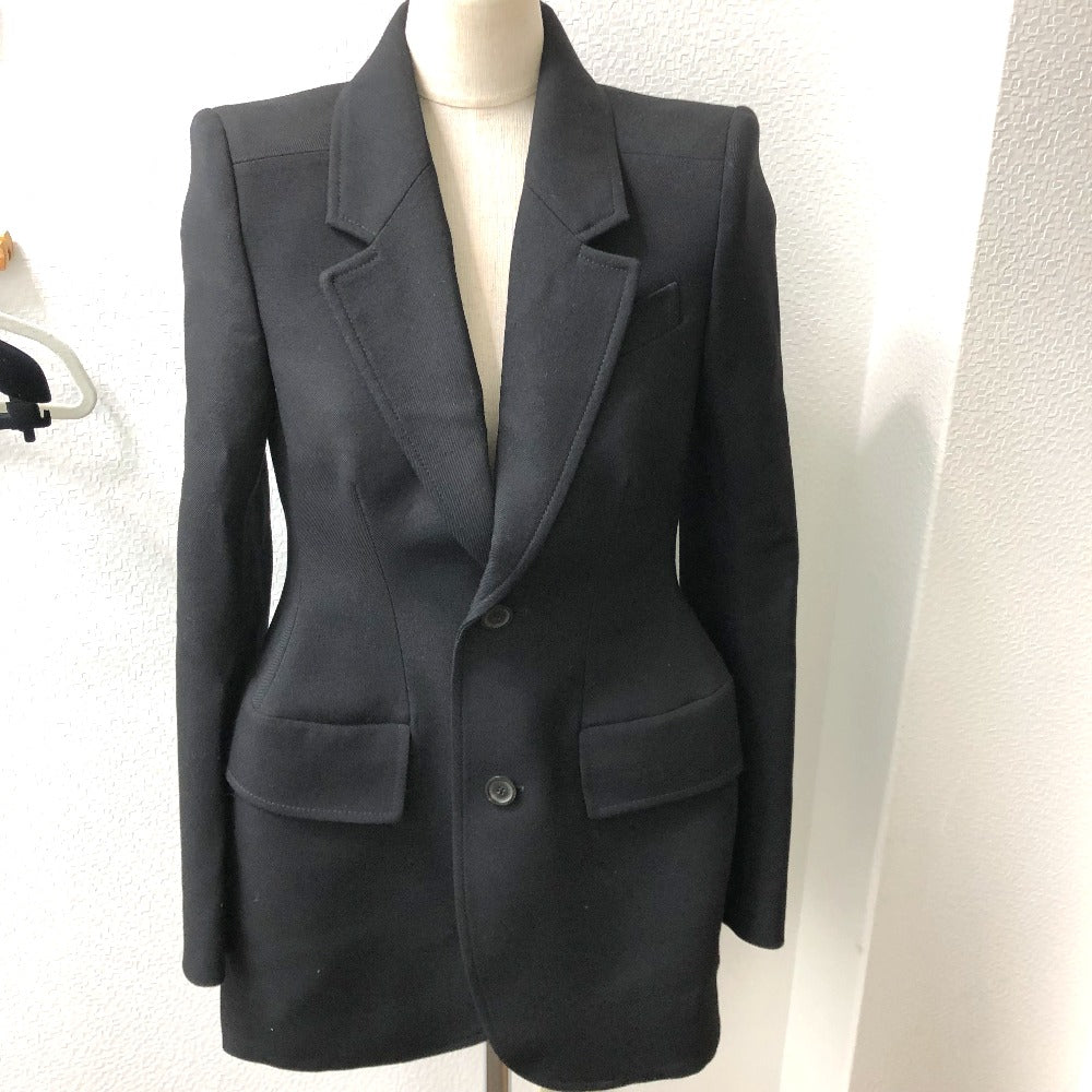 BALENCIAGA 571278 シングル ブラックベーシックジャケット アパレル/肩パッド 長袖 アパレル ジャケット コットン レディース ブラック