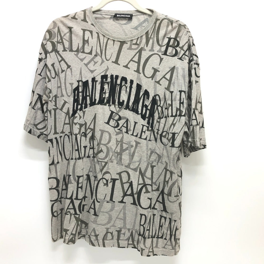 BALENCIAGA 578139 19AW ロゴ刺繍総柄 半袖Ｔシャツ コットン メンズ