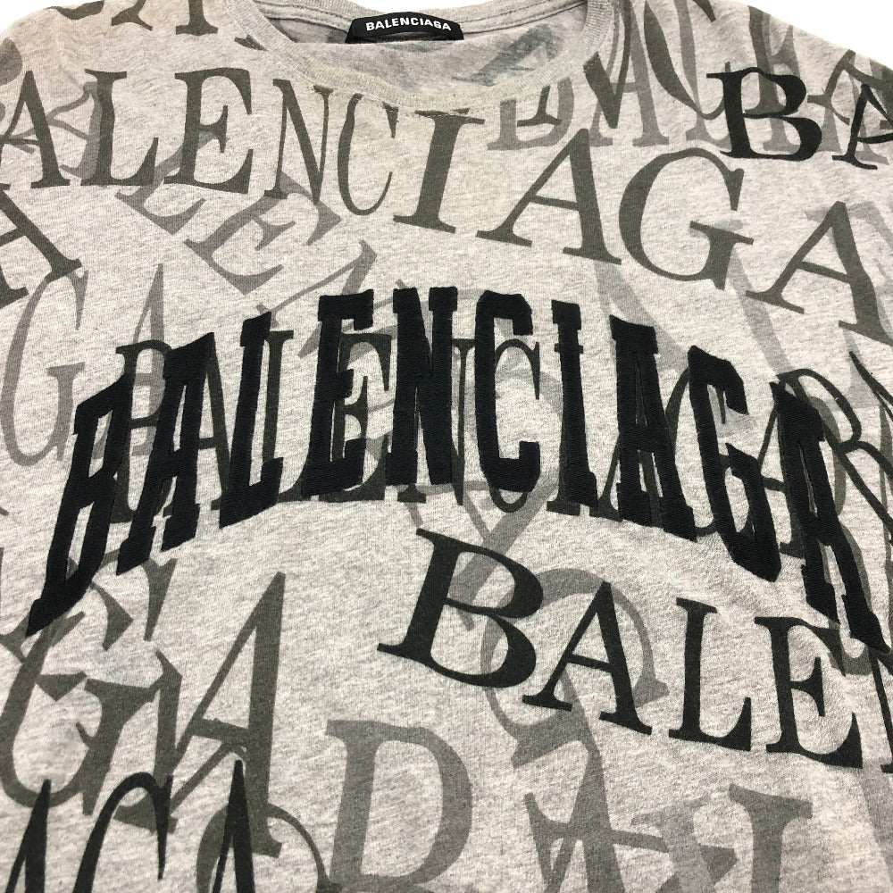 BALENCIAGA 578139 19AW ロゴ刺繍総柄 半袖Ｔシャツ コットン メンズ