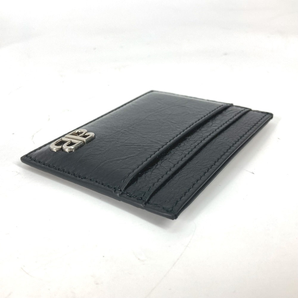 BALENCIAGA 766547 BB Business Card Case, Pass Case, Card Case, Leather, Women's, Black
