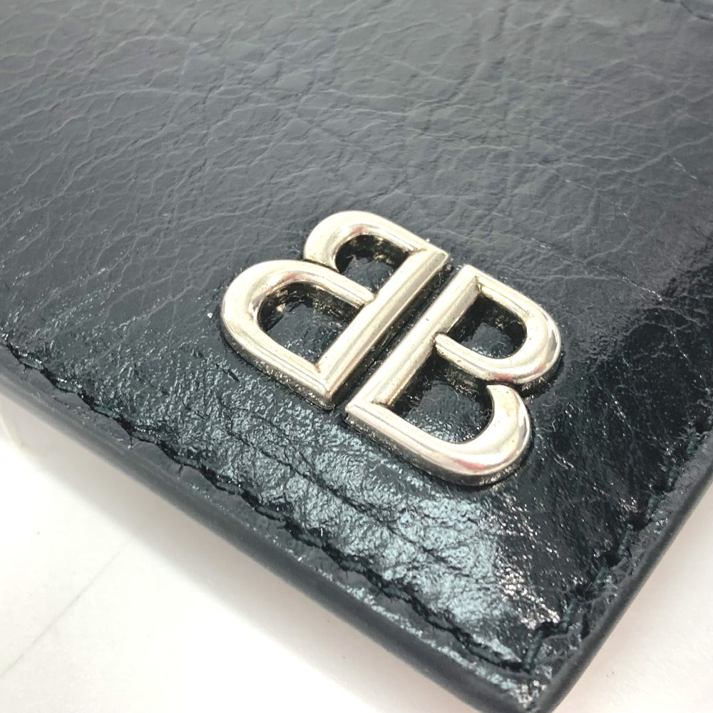 BALENCIAGA 766547 BB Business Card Case, Pass Case, Card Case, Leather, Women's, Black