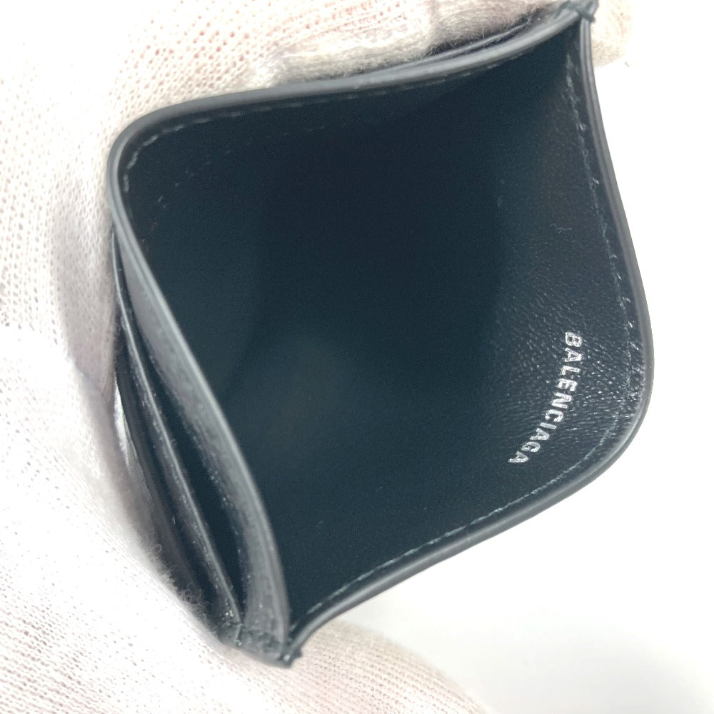 BALENCIAGA 766547 BB Business Card Case, Pass Case, Card Case, Leather, Women's, Black