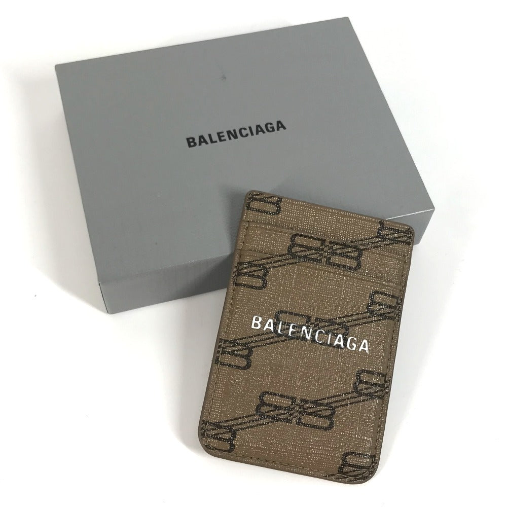 BALENCIAGA 675835 ロゴ  magsafe マグセーフ 名刺入れ パスケース スマホ カードケース レザー ユニセックス ブラウン - brandshop-reference
