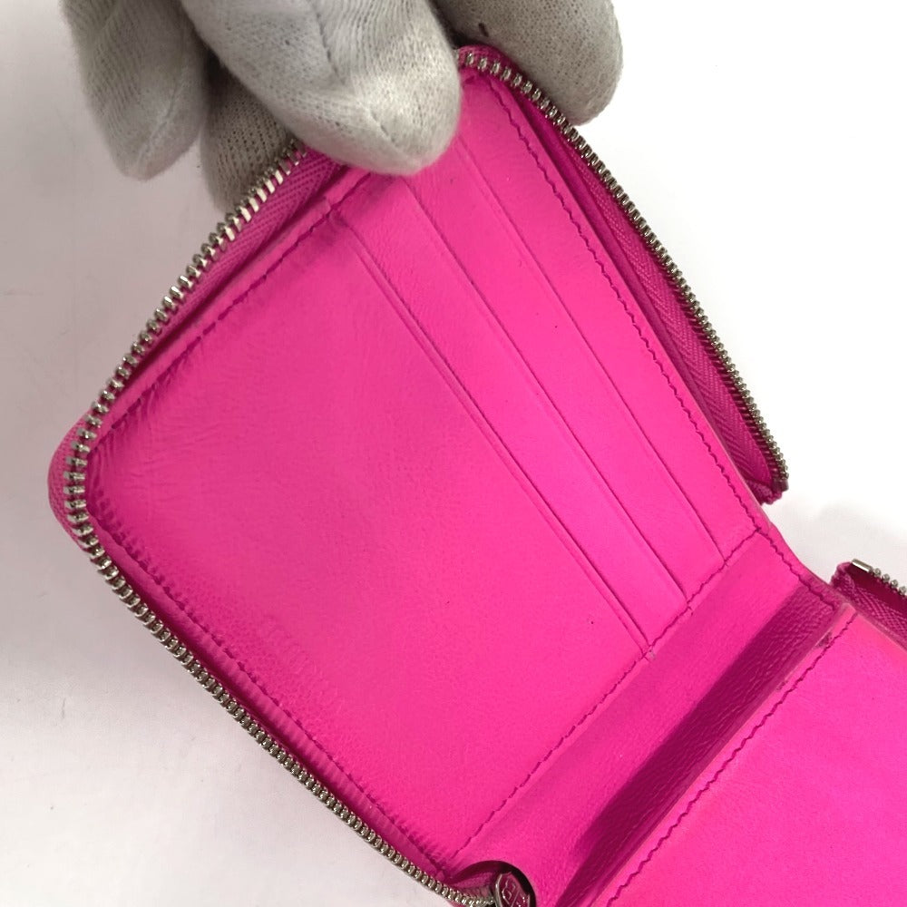 BALENCIAGA 659224 コンパクトウォレット ロゴ ストラップ付 ラウンドファスナー 2つ折り財布 レザー レディース ピンク - brandshop-reference