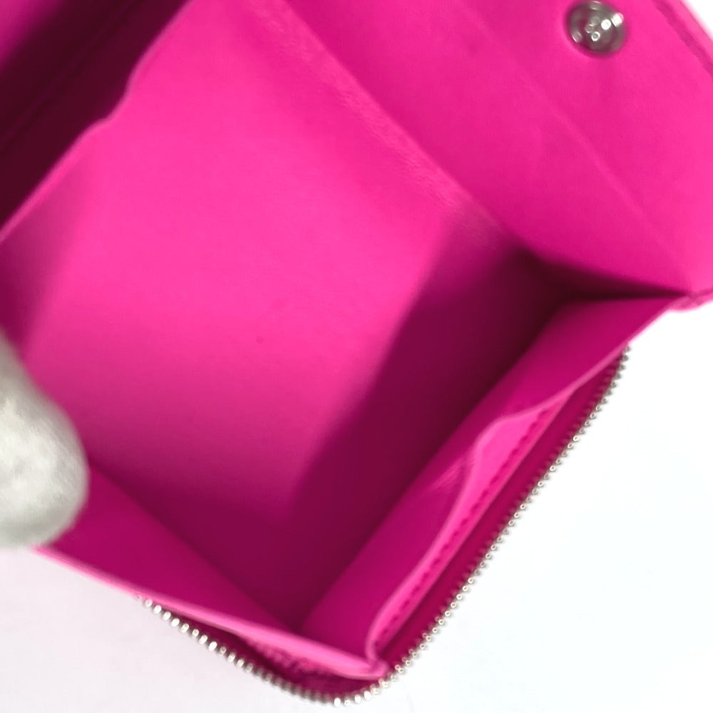 BALENCIAGA 659224 コンパクトウォレット ロゴ ストラップ付 ラウンドファスナー 2つ折り財布 レザー レディース ピンク - brandshop-reference