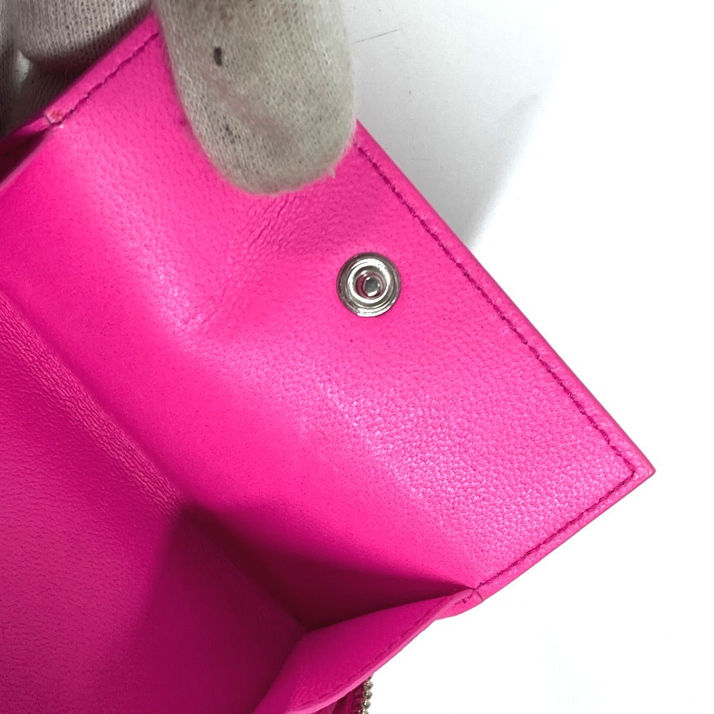 BALENCIAGA 659224 コンパクトウォレット ロゴ ストラップ付 ラウンドファスナー 2つ折り財布 レザー レディース ピンク - brandshop-reference