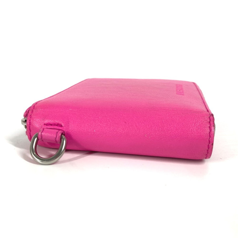 BALENCIAGA 659224 コンパクトウォレット ロゴ ストラップ付 ラウンドファスナー 2つ折り財布 レザー レディース ピンク - brandshop-reference