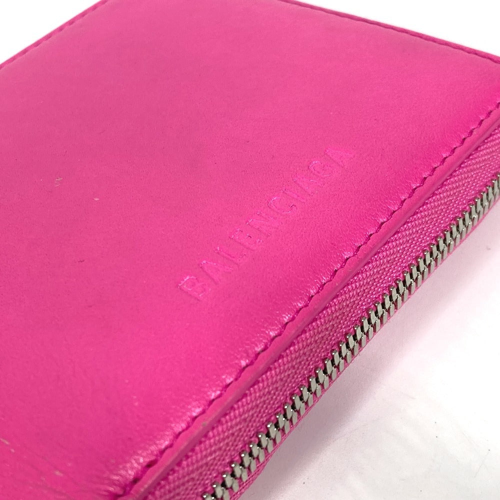 BALENCIAGA 659224 コンパクトウォレット ロゴ ストラップ付 ラウンドファスナー 2つ折り財布 レザー レディース ピンク - brandshop-reference