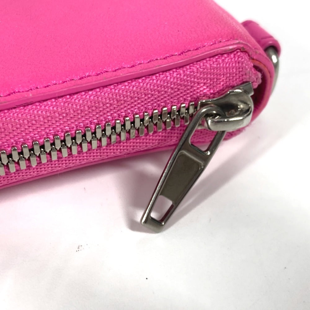 BALENCIAGA 659224 コンパクトウォレット ロゴ ストラップ付 ラウンドファスナー 2つ折り財布 レザー レディース ピンク - brandshop-reference