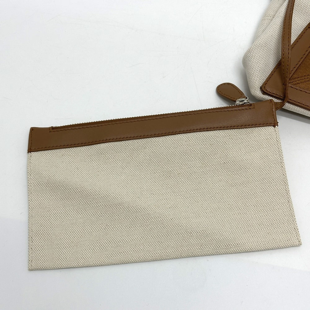 BALENCIAGA 339936 Navy Cabas M Bag Shoulder Tote Bag Canvas/Leather Women's Beige