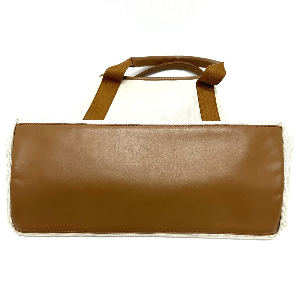 BALENCIAGA 339936 Navy Cabas M Bag Shoulder Tote Bag Canvas/Leather Women's Beige