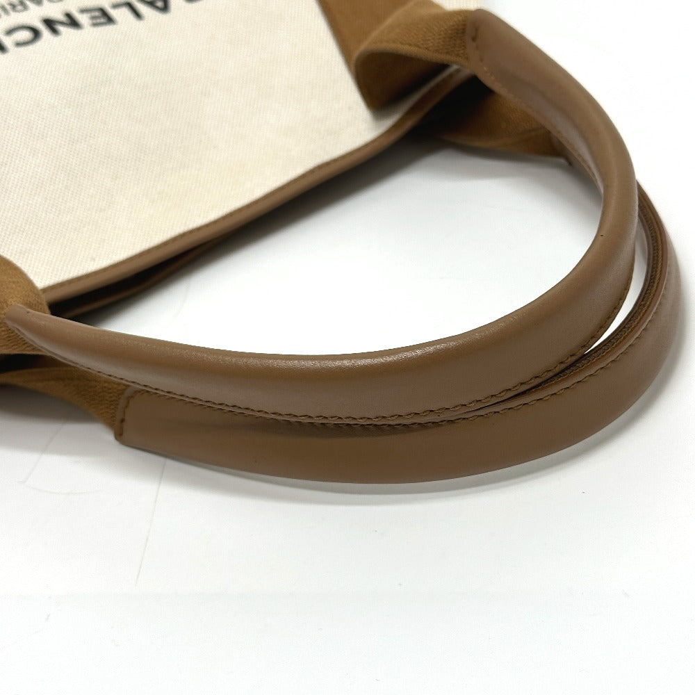 BALENCIAGA 339936 Navy Cabas M Bag Shoulder Tote Bag Canvas/Leather Women's Beige