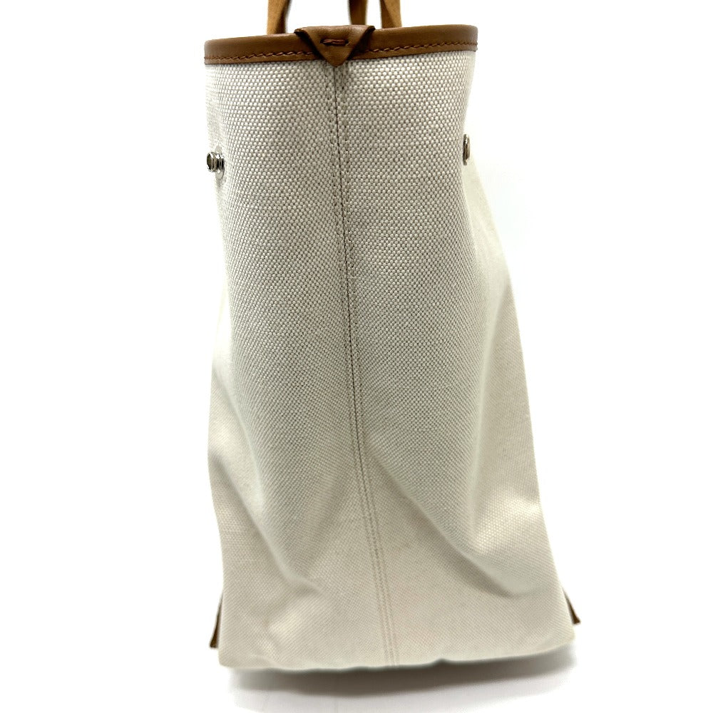 BALENCIAGA 339936 Navy Cabas M Bag Shoulder Tote Bag Canvas/Leather Women's Beige