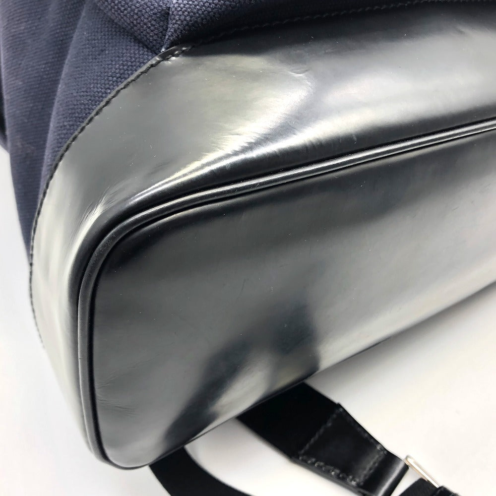 BALENCIAGA 392007 ロゴ リュックサック キャンバス/レザー メンズ ネイビー