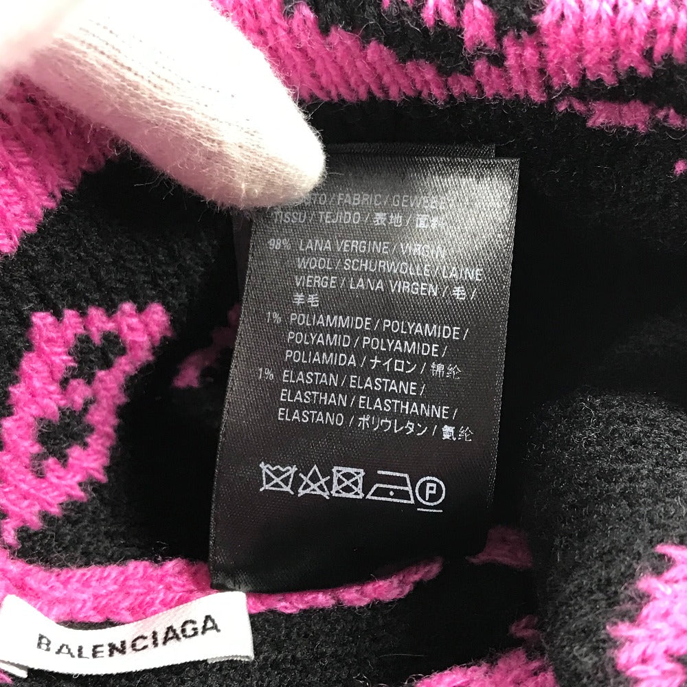 BALENCIAGA 555282 ロゴ バイカラー ビーニー 帽子 ニット帽 ニットキャップ ニット帽 ウール レディース