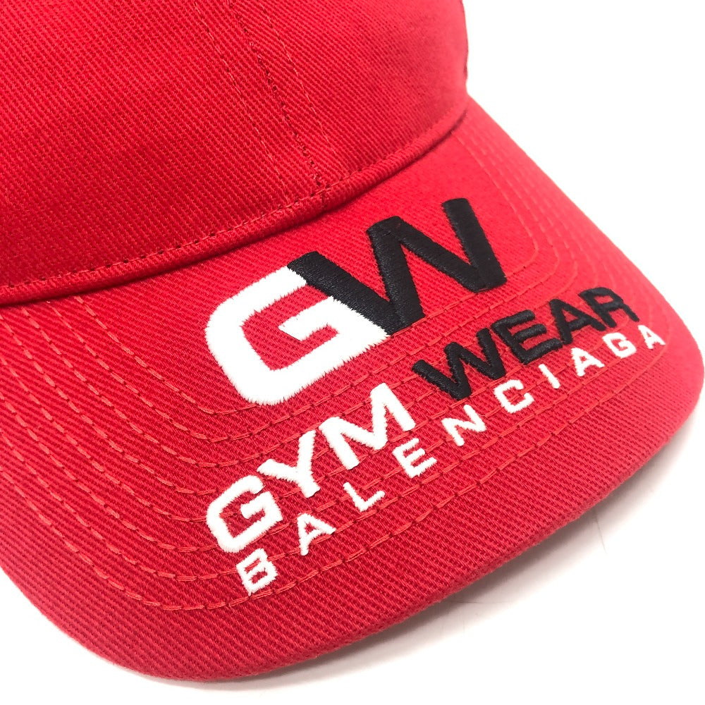 BALENCIAGA 623903 GYM WEAR CAP Logo embroidery Baseball hats, headwear, accessories cap cotton Red Used