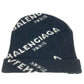 BALENCIAGA 487029 Total logo beanie hat knit hat knit cap Knit hat wool Black/White Used