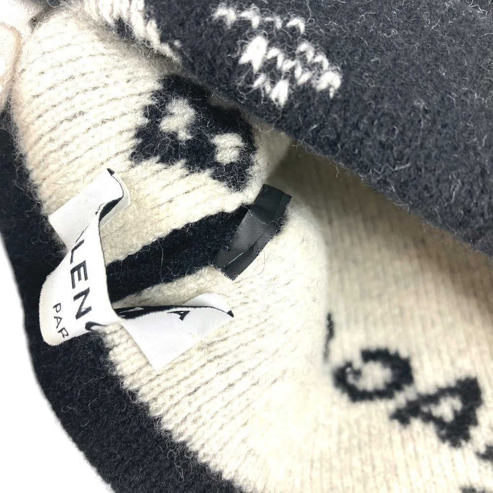BALENCIAGA 487029 Total logo beanie hat knit hat knit cap Knit hat wool Black/White Used