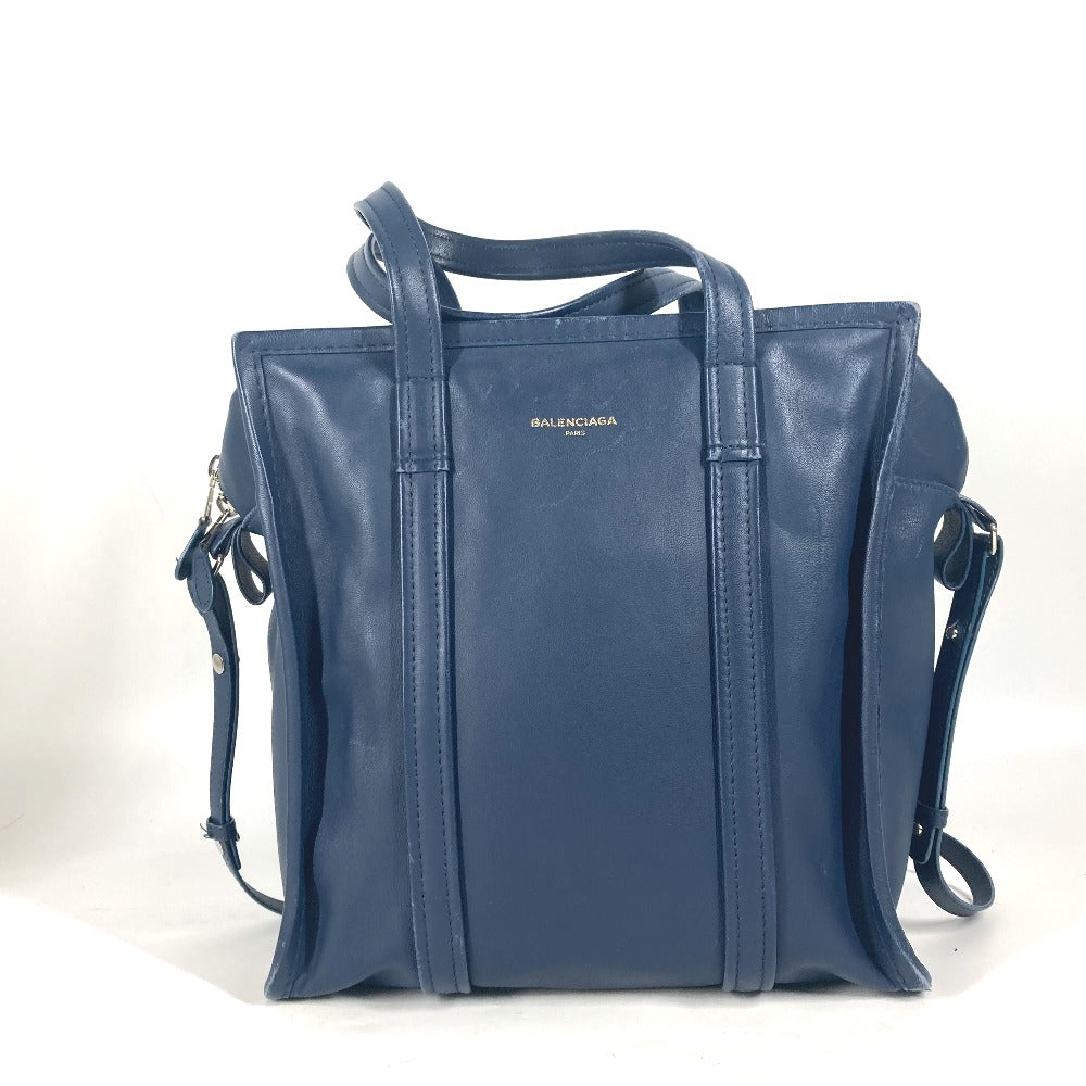 BALENCIAGA 443096 バザールショッパーS 2WAYバッグ ショルダーバッグ カバン ハンドバッグ 斜め掛け トートバッグ レザー レディース ネイビー