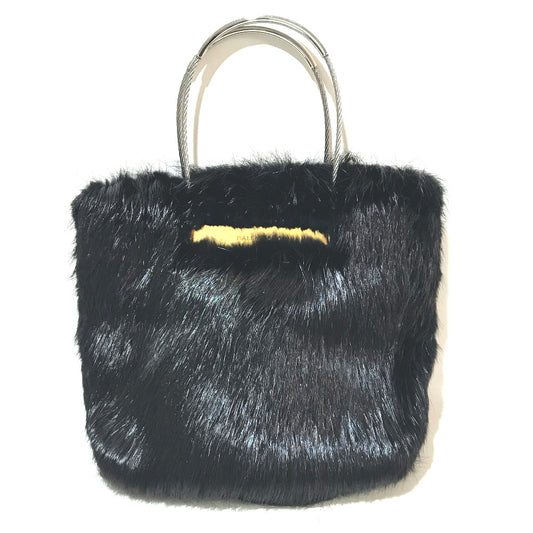 BALENCIAGA Cable Fur Bag, Fur Tote, Handbag, Fur, Women's, Black