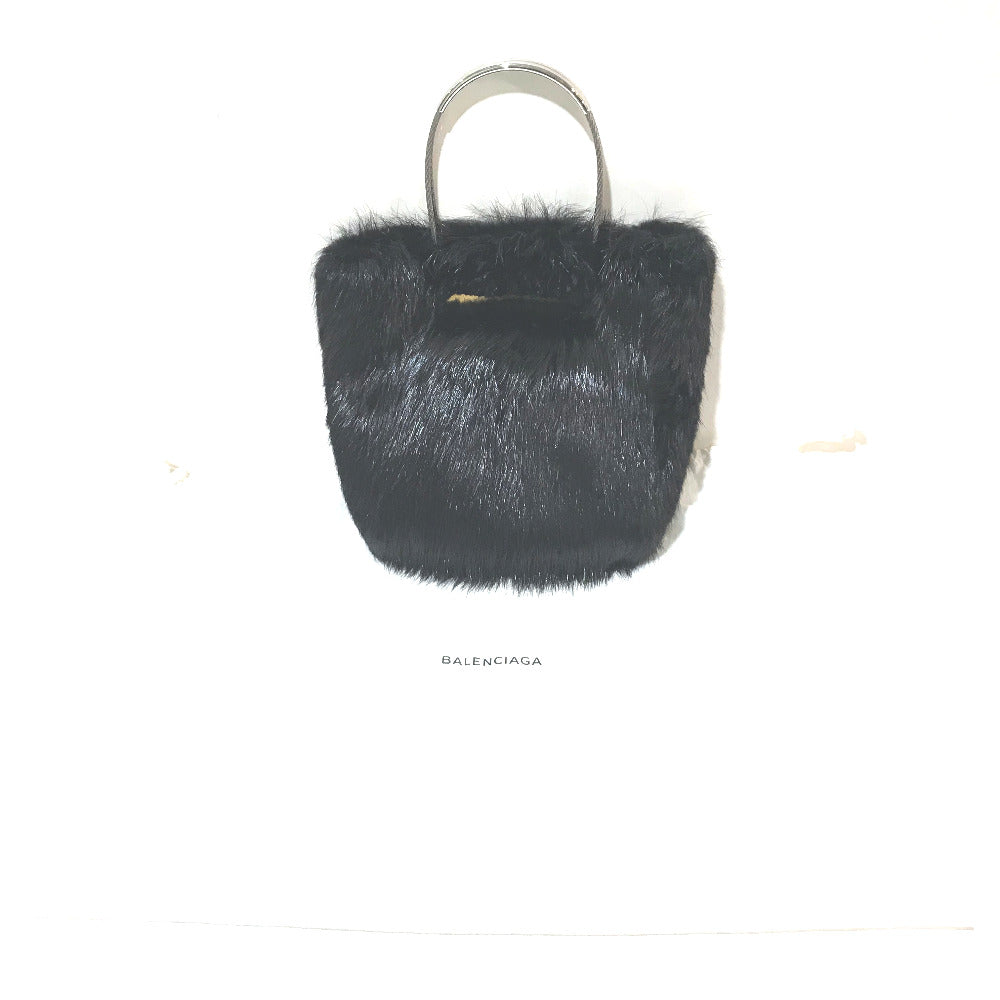 BALENCIAGA Cable Fur Bag, Fur Tote, Handbag, Fur, Women's, Black