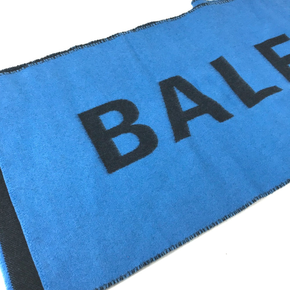 BALENCIAGA Two-Tone Logo Scarf Wool Men's Blue