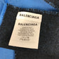 BALENCIAGA Two-Tone Logo Scarf Wool Men's Blue