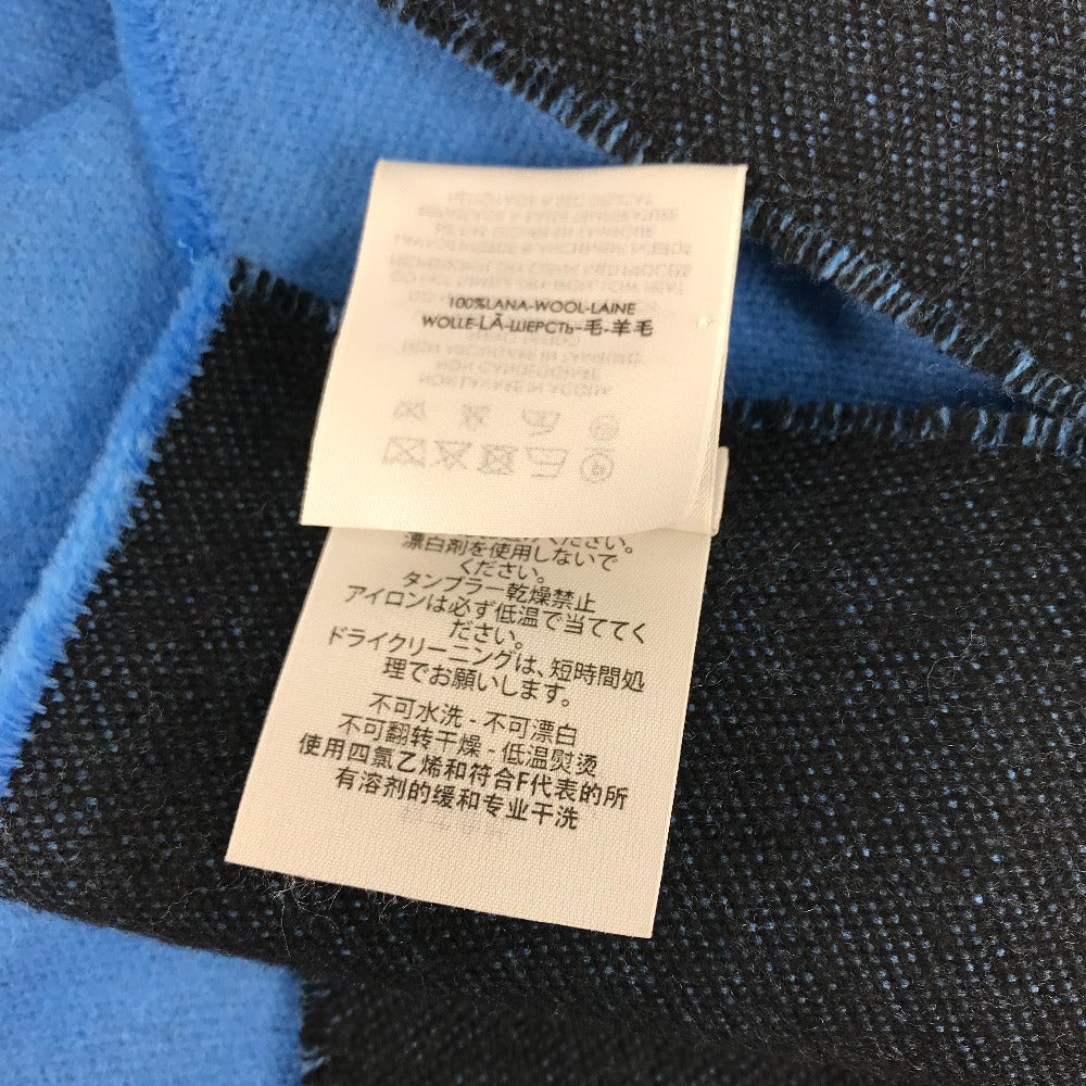 BALENCIAGA Two-Tone Logo Scarf Wool Men's Blue