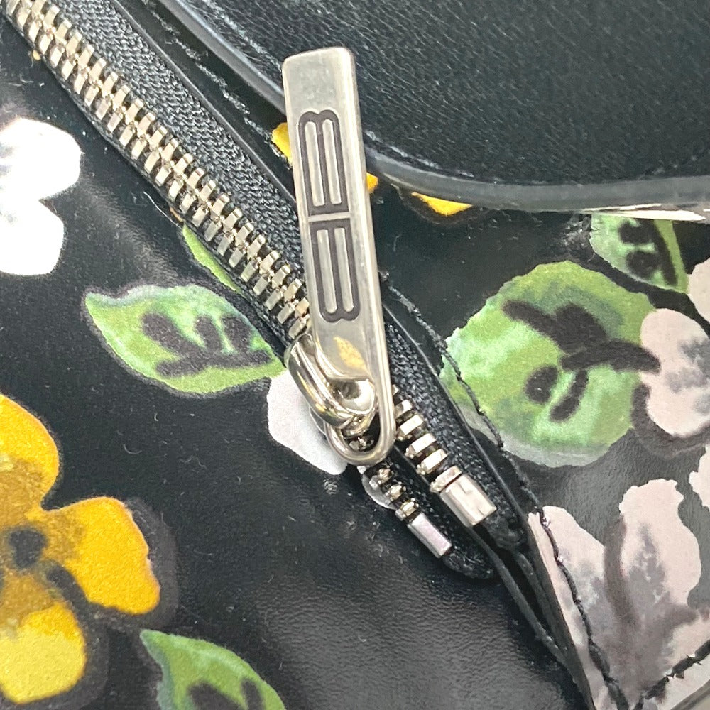 BALENCIAGA 674693 GOSSIP Flower Shoulder Bag, Leather, Black, Women's