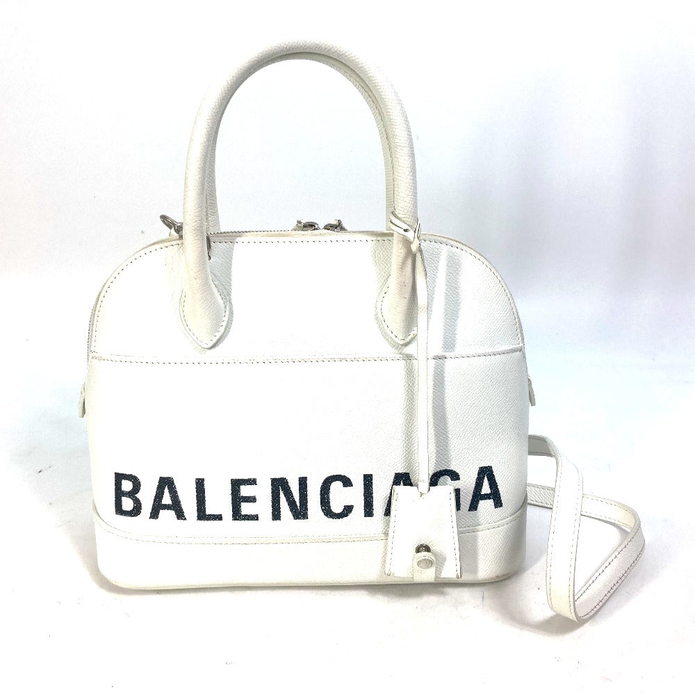 BALENCIAGA 550645 Two-Tone Ville Top Handle S 2-Way Shoulder Bag/Crossbody Handbag Leather Women's White