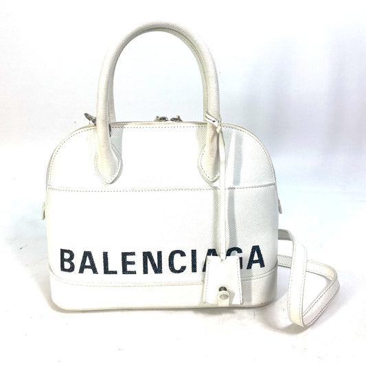 BALENCIAGA 550645 バイカラー カバン ヴィル トップ ハンドル S 2WAY カバン ショルダーバッグ 斜め掛け ハンドバッグ レザー レディース ホワイト