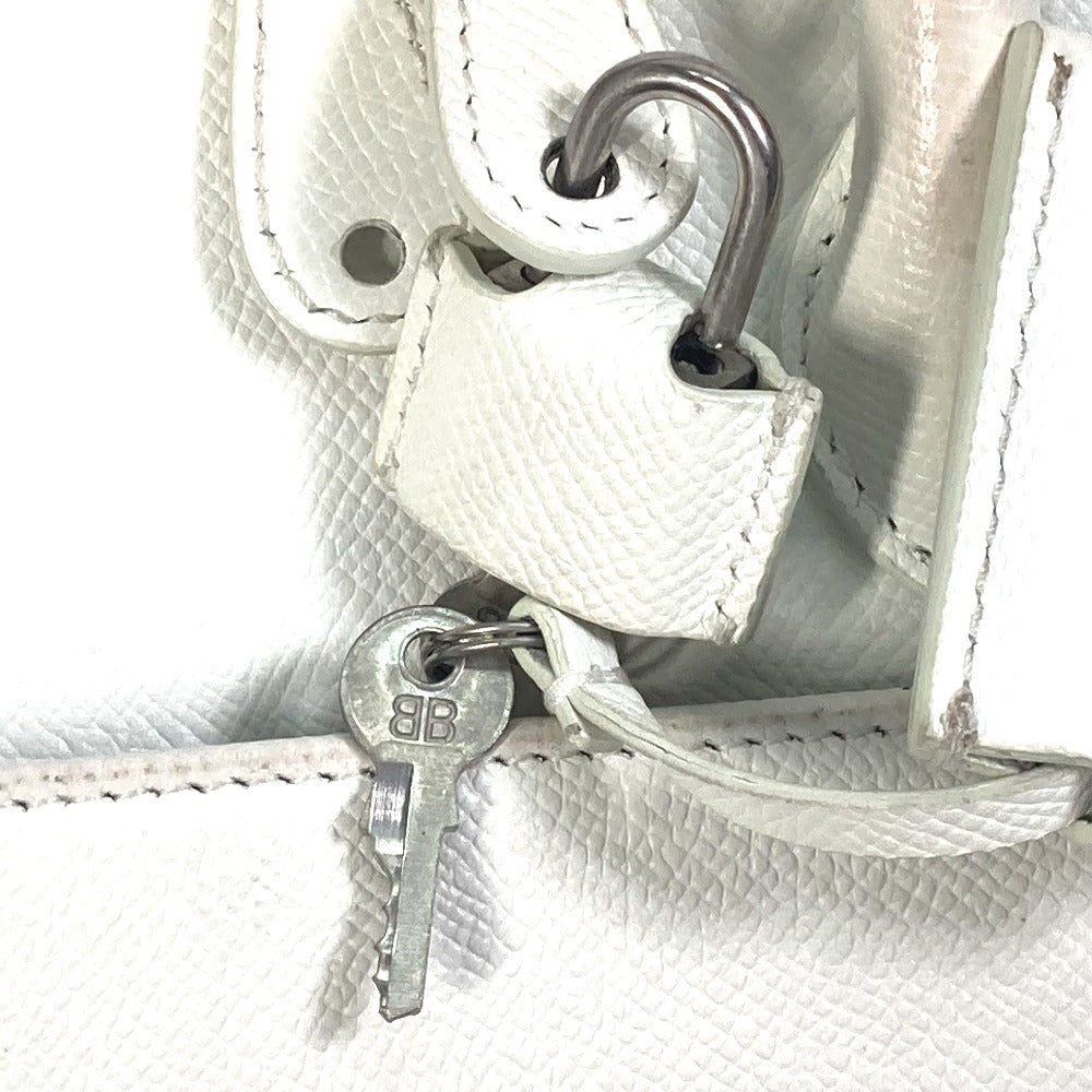 BALENCIAGA 550645 Two-Tone Ville Top Handle S 2-Way Shoulder Bag/Crossbody Handbag Leather Women's White
