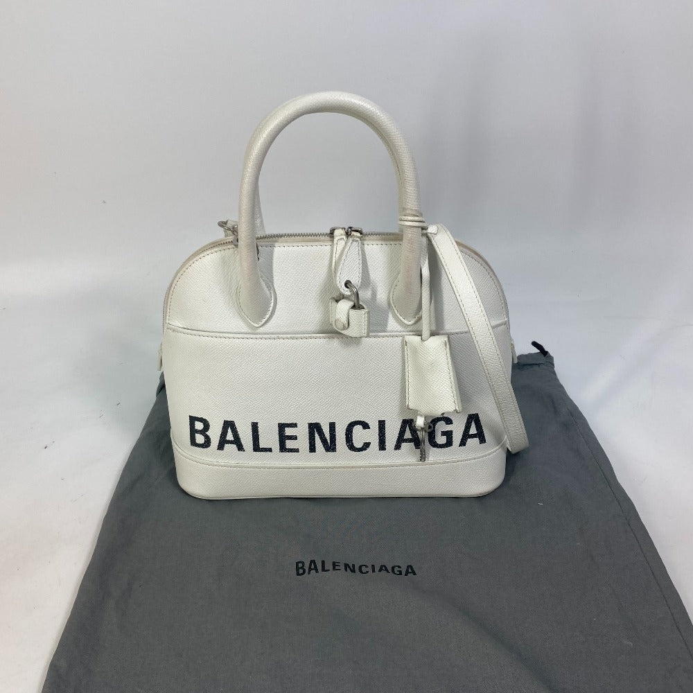 BALENCIAGA 550645 Two-Tone Ville Top Handle S 2-Way Shoulder Bag/Crossbody Handbag Leather Women's White