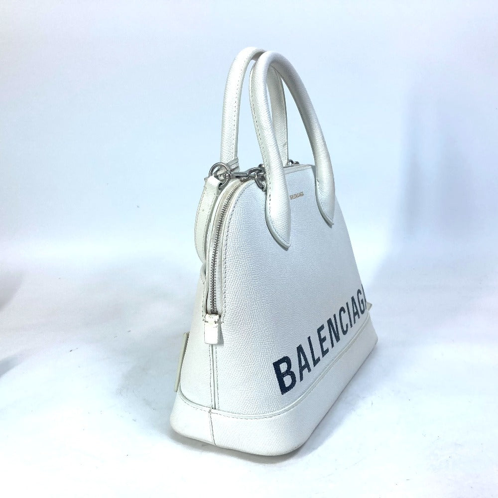 BALENCIAGA 550645 Two-Tone Ville Top Handle S 2-Way Shoulder Bag/Crossbody Handbag Leather Women's White