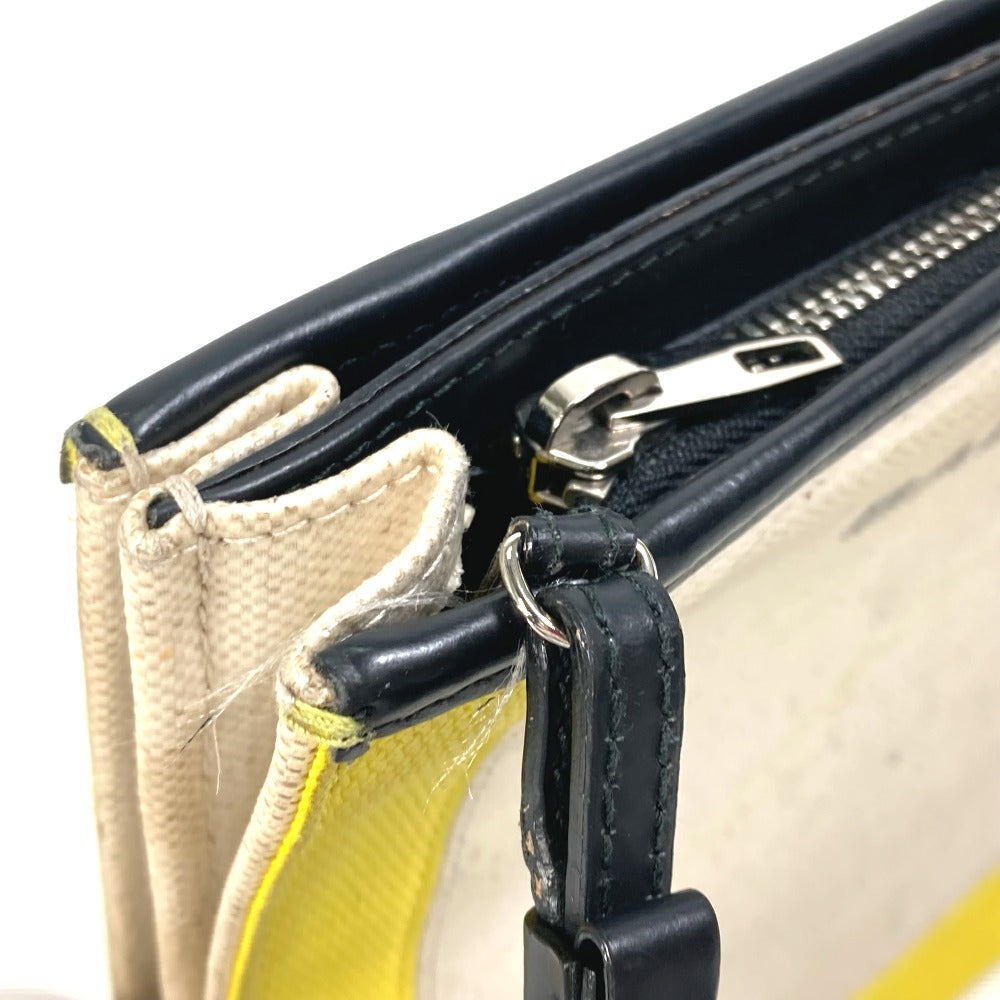 BALENCIAGA 339937 ネイビー ポシェット 斜め掛け クラッチバッグ ポーチ ショルダーバッグ レザー/コーティングキャンバス レディース イエロー