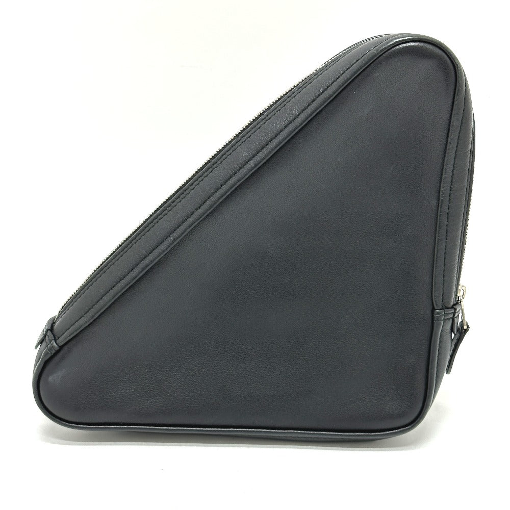 BALENCIAGA 476976 Triangle Clutch Bag, Leather, Pouch, Men's, Black