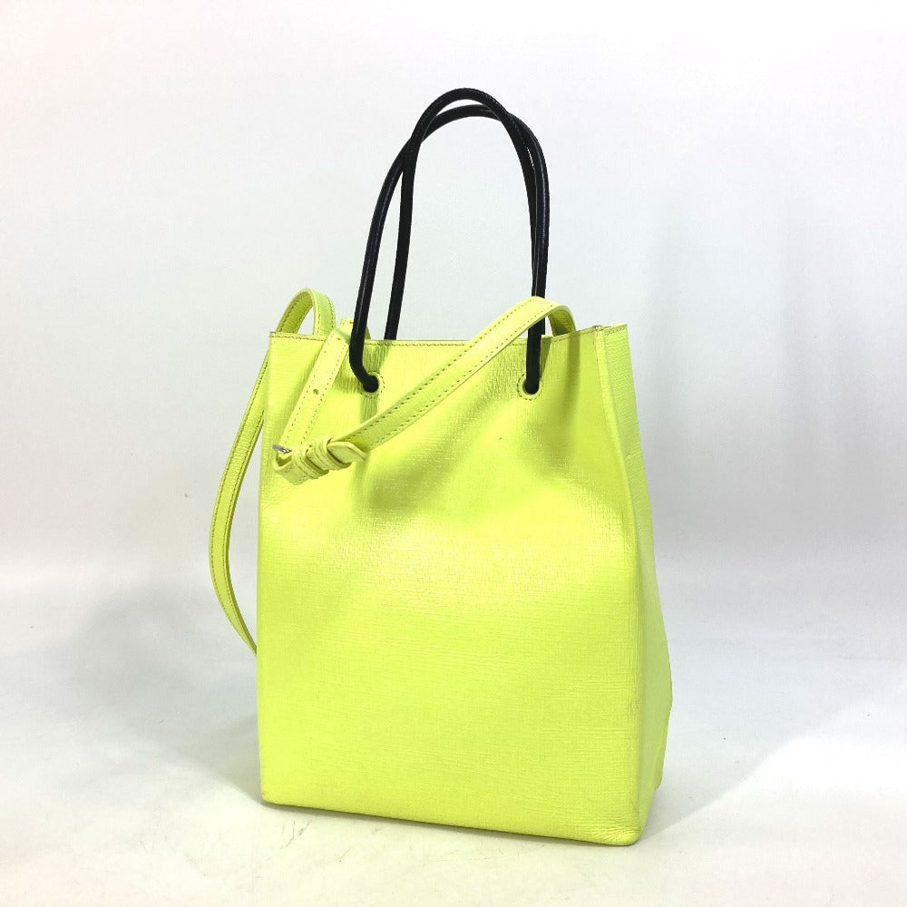 BALENCIAGA 568817 ショルダーバッグ 斜め掛け ショッピングトートXS 2WAY トートバッグ レザー レディース イエロー