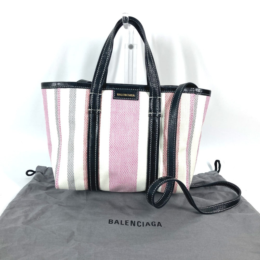 BALENCIAGA 671404 ストライプ BARBES SMALL バルベススモール 2WAY ショルダーバッグ カバン 斜め掛け トートバッグ ハンドバッグ レザー レディース ピンク - brandshop-reference