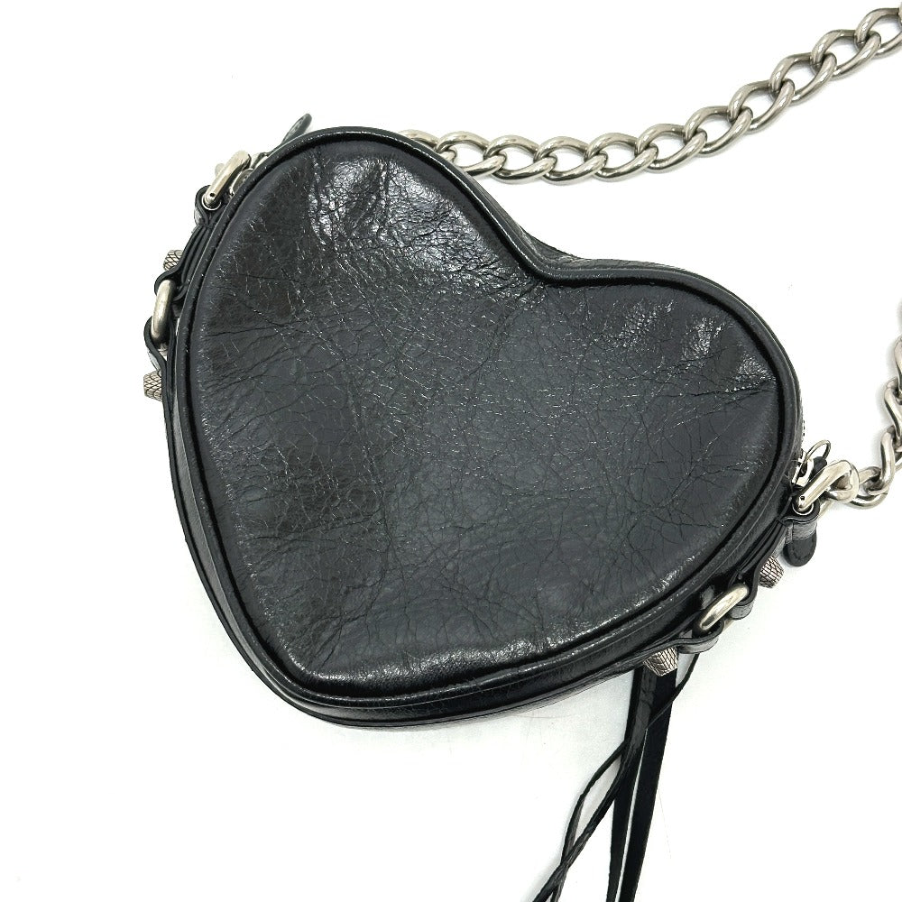 BALENCIAGA 722781 ルカゴール ハート チェーン カバン 肩掛け 斜め掛け ショルダーバッグ レザー レディース ブラック - brandshop-reference