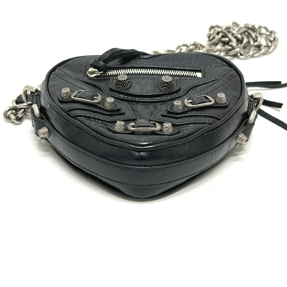 BALENCIAGA 722781 ルカゴール ハート チェーン カバン 肩掛け 斜め掛け ショルダーバッグ レザー レディース ブラック - brandshop-reference