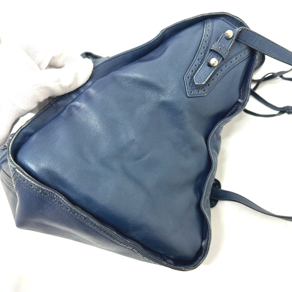 Balenciaga 266434 Liberty Paper 2way Bag Crossbody bahu Tote Bag Kulit Wanita Biru